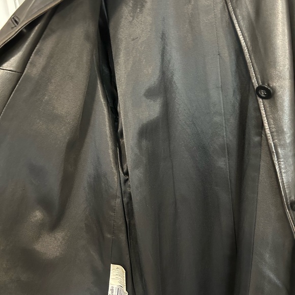 Black Long Women’s Leather Trenchcoat Jacket - Picture 8 of 12
